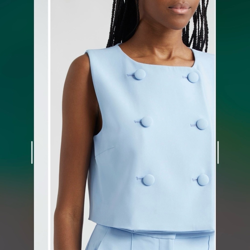 Veronica Beard Drexley Boxy Sleeveless Button-Up Top in Blue Sky Size 8 - Picture 4 of 11